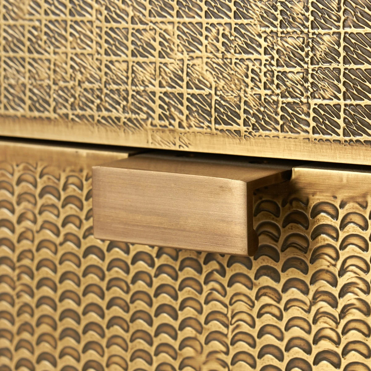 Hammered Brass 3 Drawer Side Table