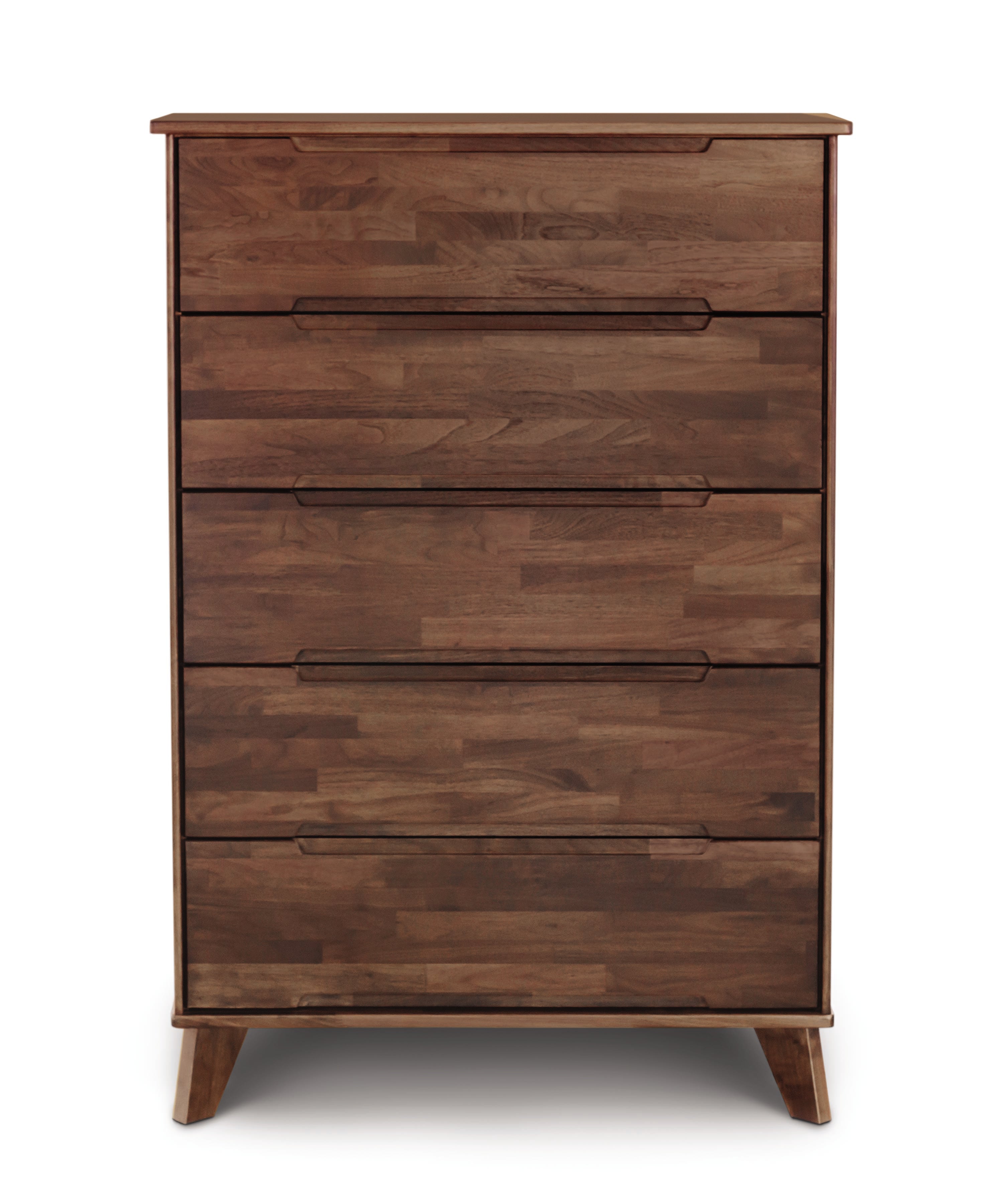 Linn 5 Drawer Wide Dresser in Natural Walnut