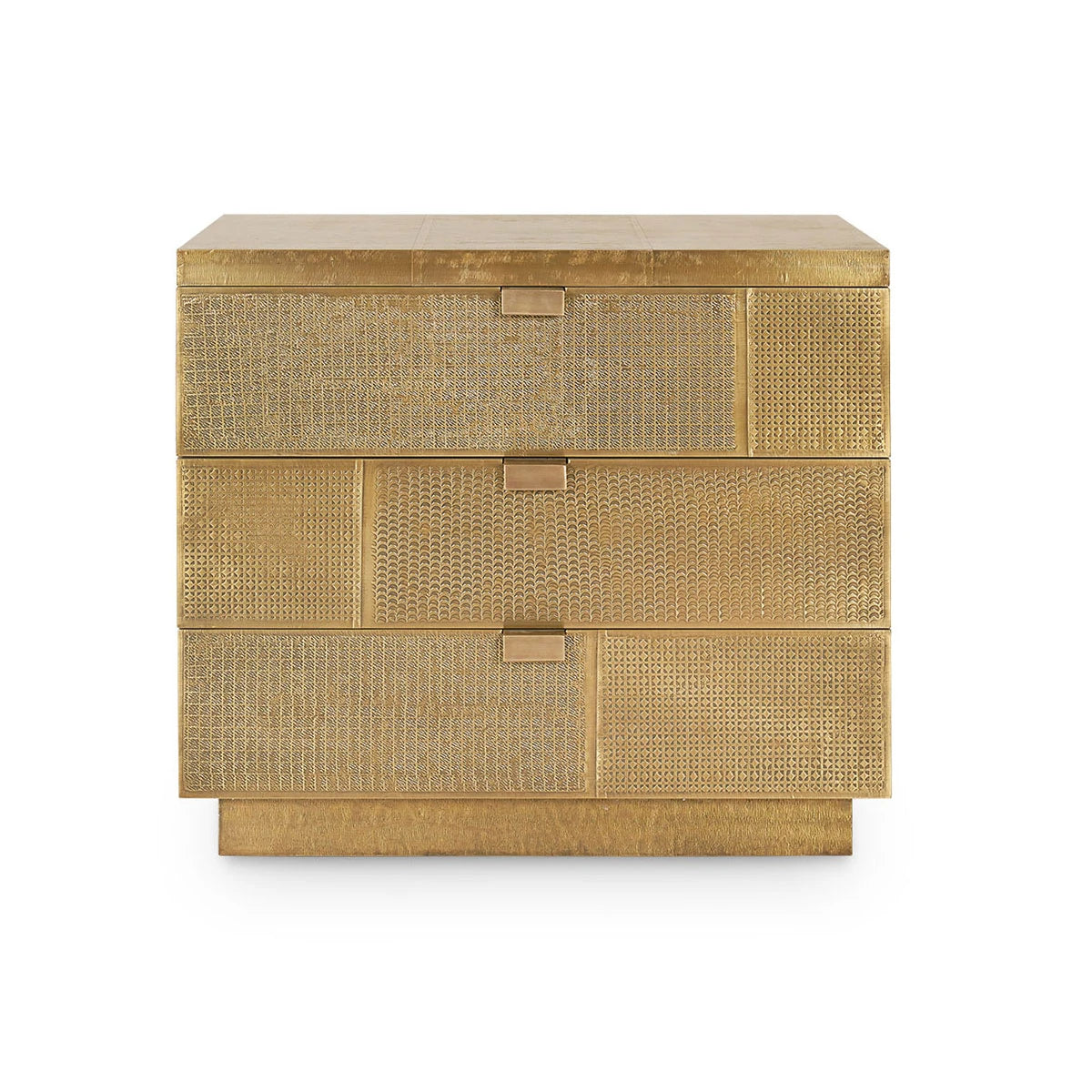 Hammered Brass 3 Drawer Side Table