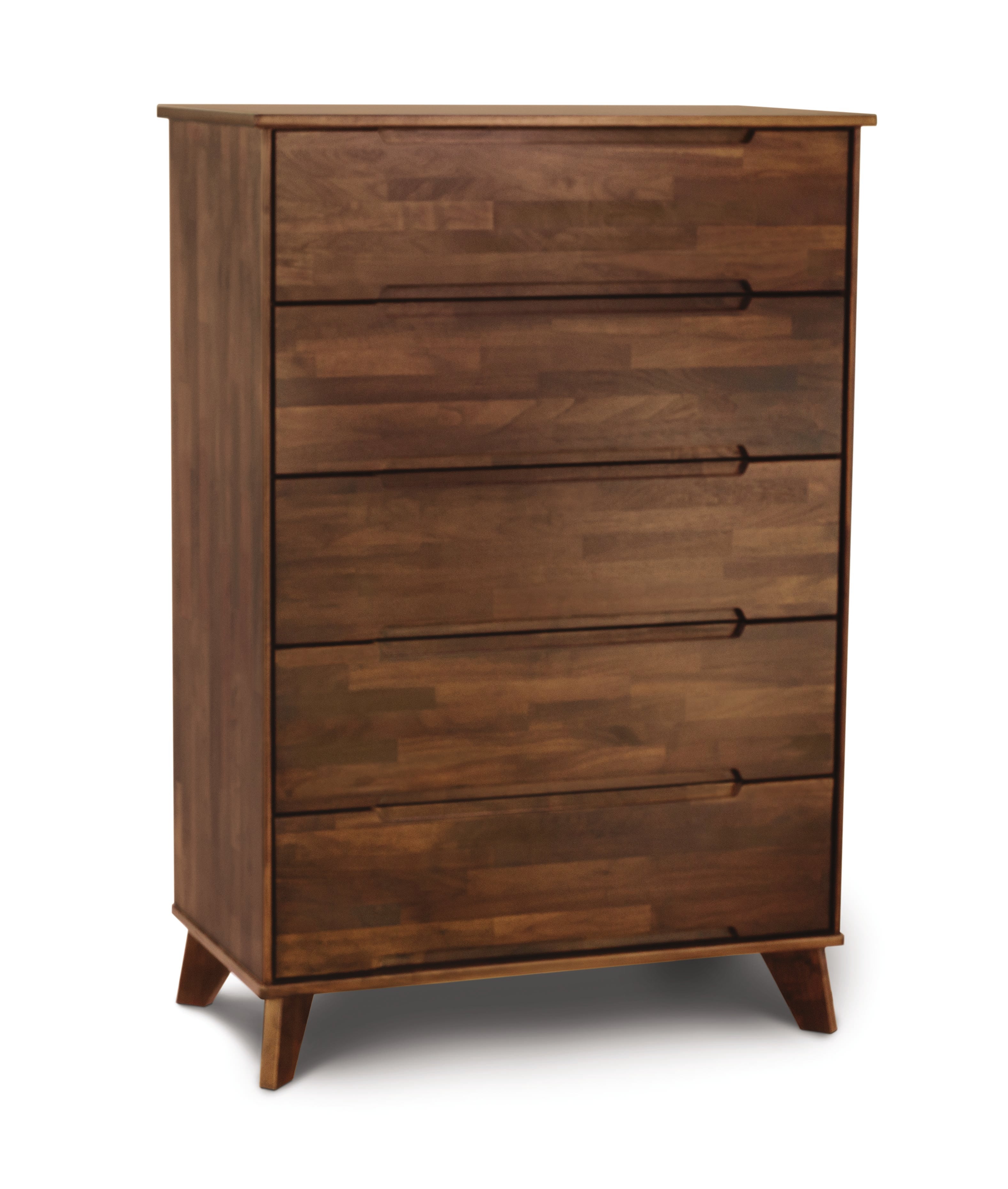 Linn 5 Drawer Wide Dresser in Natural Walnut